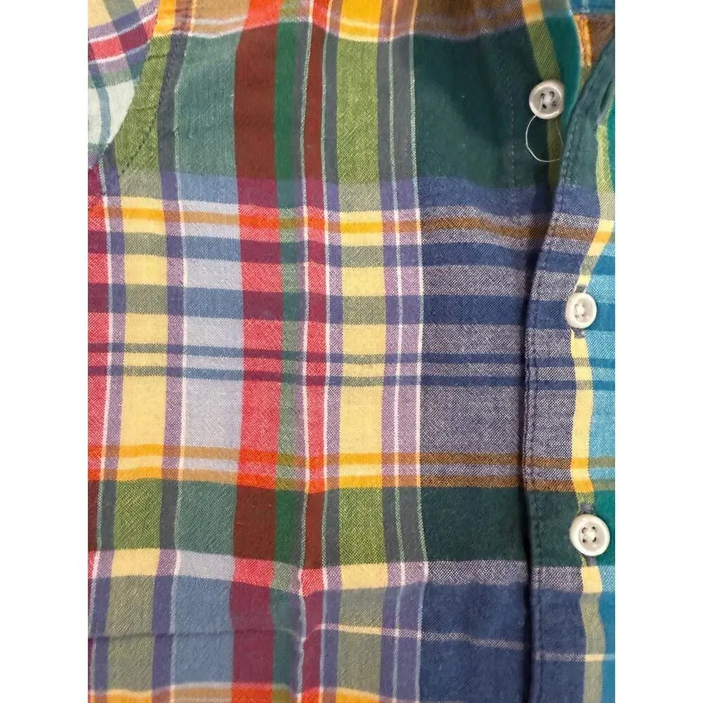 Vintage RALPH LAUREN 18m Baby Toddler Romper Madras Plaid Red Pony Snap Bottom